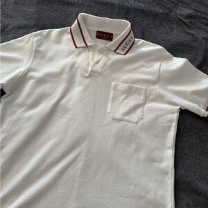 Gucci White Polo with Red Accents NWOT